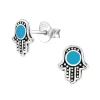 Zilveren oorstekers, hamsa, blauw