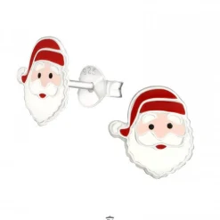 Zilveren oorstekers, kerstmannen hoofd