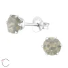 Zilveren oorstekers, kleurloze Swarovski kristal