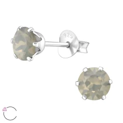 Zilveren oorstekers, kleurloze Swarovski kristal