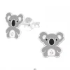Zilveren oorstekers, koala met kristal