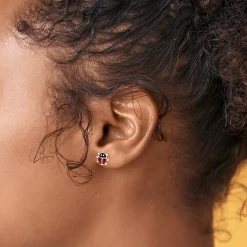 Zilveren oorstekers, lieveheersbeestjes met glitters