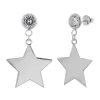 Zilveren oorstekers met hanger, kristal met ster