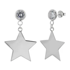 Zilveren oorstekers met hanger, kristal met ster