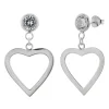 Zilveren oorstekers met hanger, kristal met hart