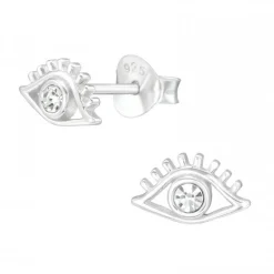 Zilveren oorstekers, oog met wimpers