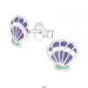 Zilveren oorstekers, paarse schelp