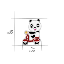 Zilveren oorstekers, panda op rode scooter