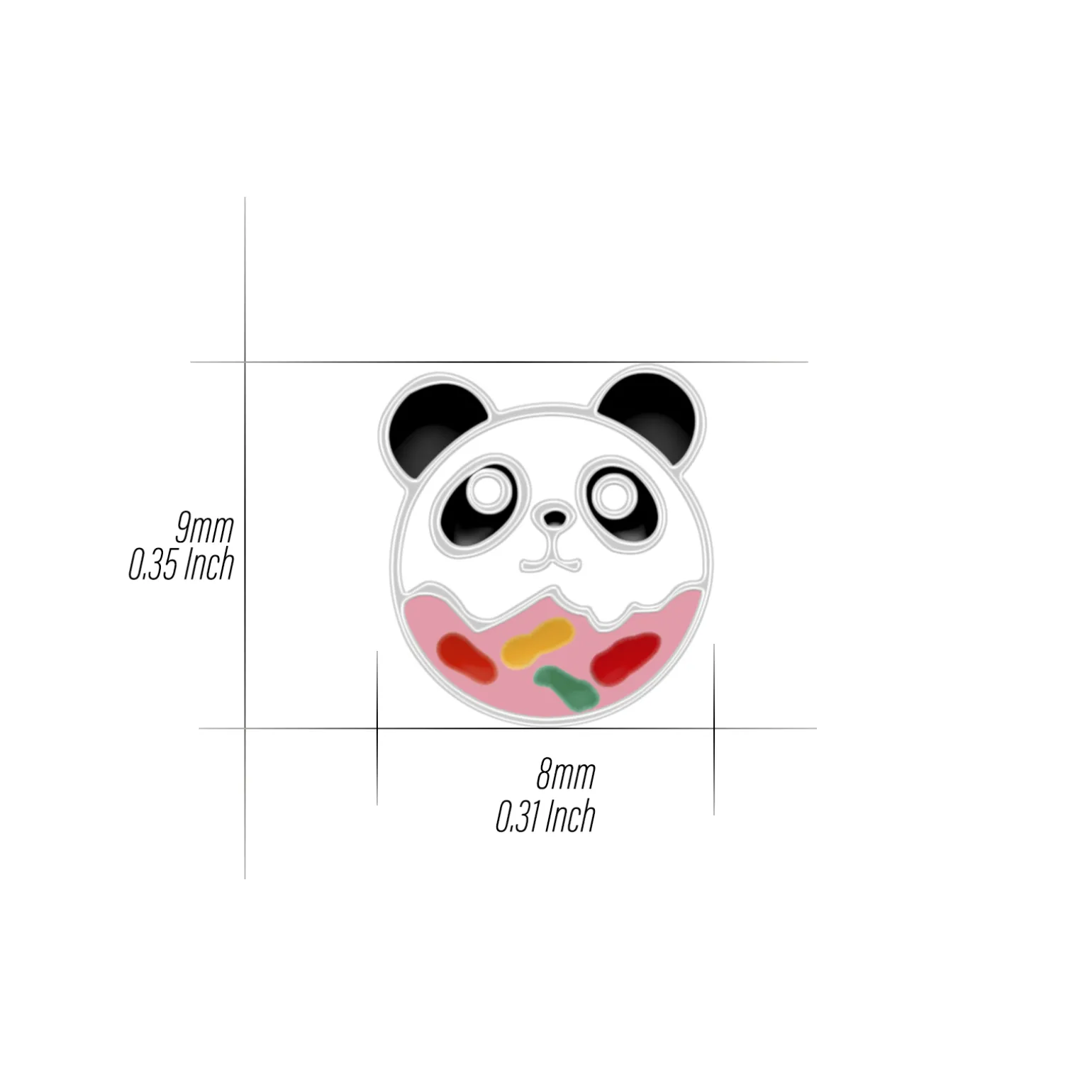 Zilveren oorstekers, panda donut