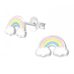 Zilveren oorstekers, pastel regenboog