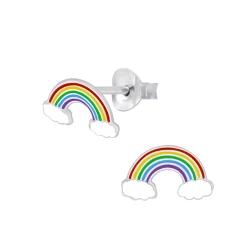 Zilveren oorstekers regenboog