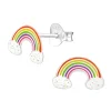 Zilveren oorstekers, regenboog met wolkjes
