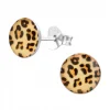 Zilveren oorstekers, rond, luipaardprint
