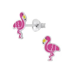 Zilveren oorstekers, roze flamingo’s