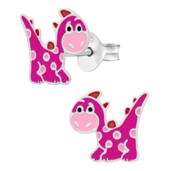 Zilveren oorstekers, roze gevlekte dinosaurus