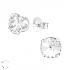 Zilveren oorstekers, Swarovski kristal