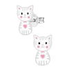 Zilveren oorstekers, witte kat met roze details