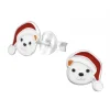Zilveren oorstekers, witte beer met kerstmuts