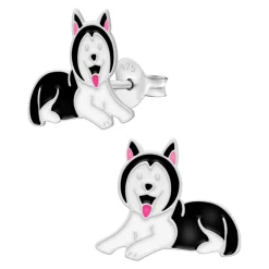 Zilveren oorstekers, zwarte husky