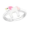 Zilveren ring eenhoorn roze