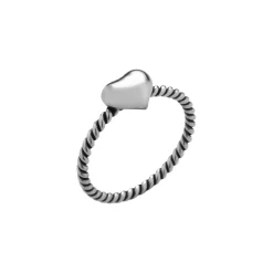 Zilveren ring, gedraaide met hart