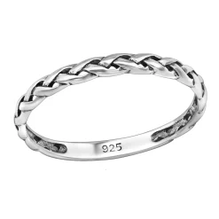 Zilveren ring, gevlochten