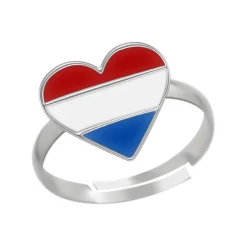 Zilveren ring, hart met Nederlandse vlag