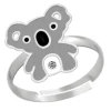 Zilveren ring, koala met kristal