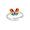 Zilveren ring met kleurige vlinder