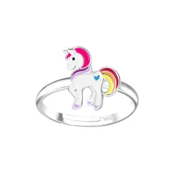 Zilveren ring met leuke eenhoorn