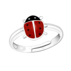 Zilveren ring met lieveheersbeestje