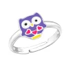 Zilveren ring met paars uiltje