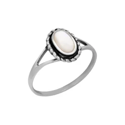 Zilveren ring met parelmoer