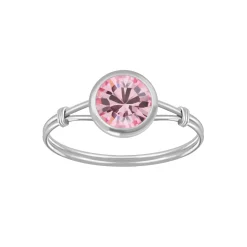 Zilveren ring met roze kristal