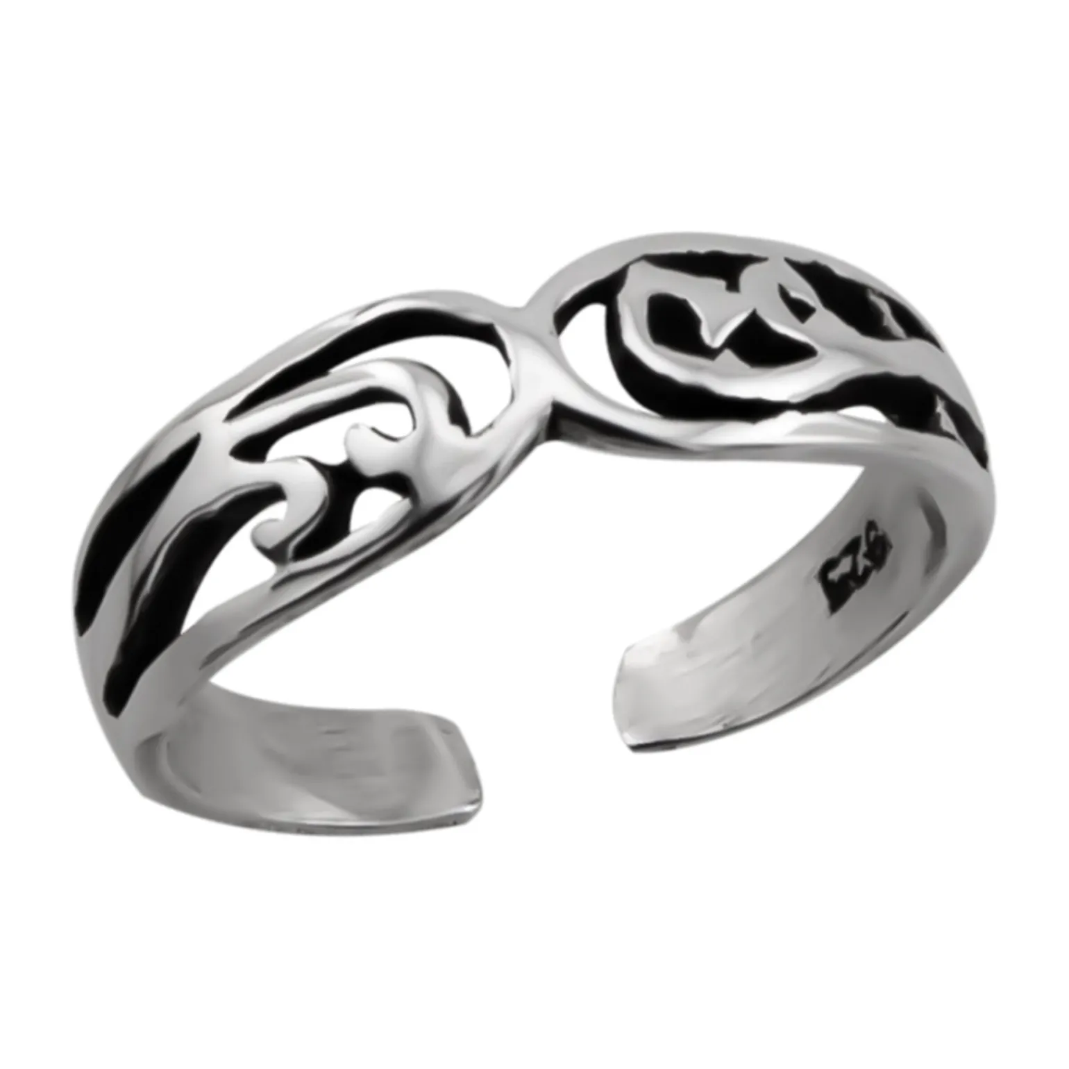 Zilveren ring, opengewerkte delen