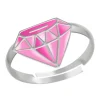 Zilveren ring, roze diamantvorm