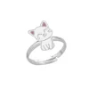 Zilveren ring, wit katje