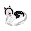 Zilveren ring, zwarte husky