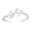 Zilveren teenring, blaadjes met kristallen
