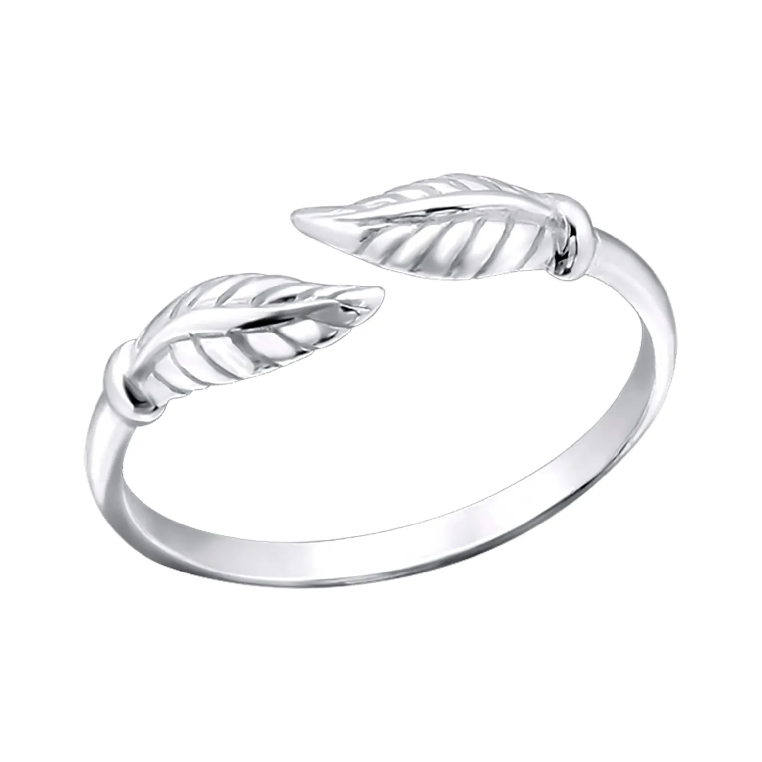 Zilveren teenring, blad