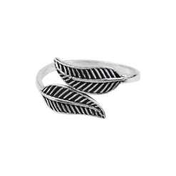 Zilveren teenring, bladeren