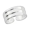 Zilveren teenring, brede band met drie bollingen