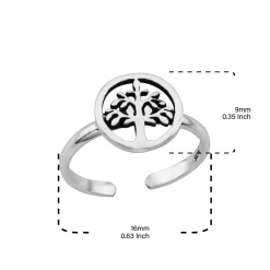 Zilveren teenring, cirkel met levensboom