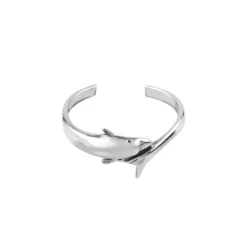 Zilveren teenring, dolfijn