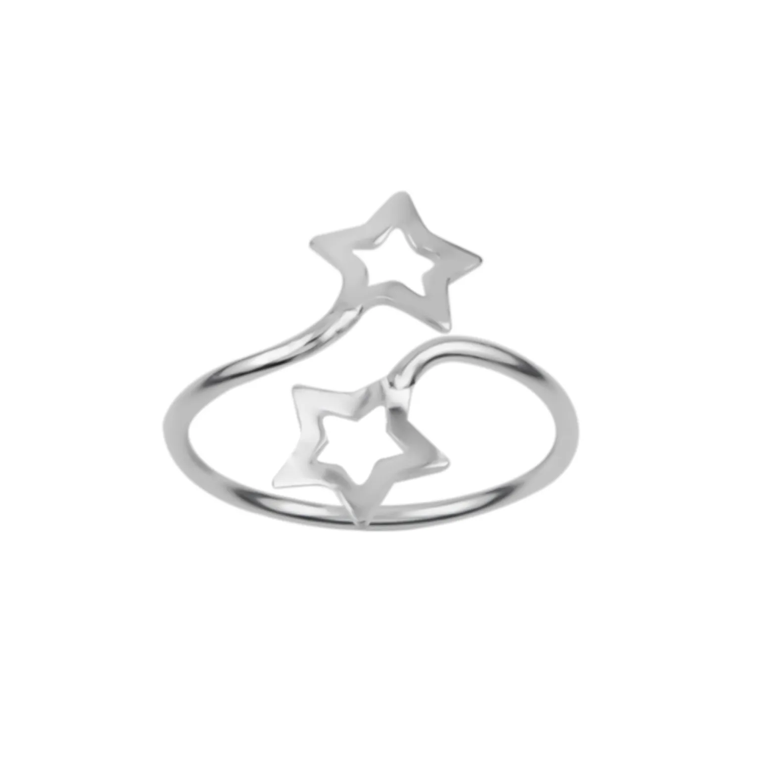 Zilveren teenring, dubbele ster