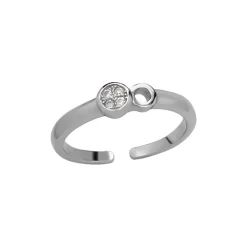 Zilveren teenring, gaatje en kristalletjes