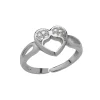 Zilveren teenring, hart met kristalletjes