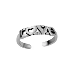 Zilveren teenring love