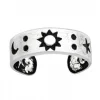 Zilveren teenring, maan, zon en ster