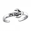 Zilveren teenring met anker